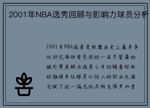 2001年NBA选秀回顾与影响力球员分析